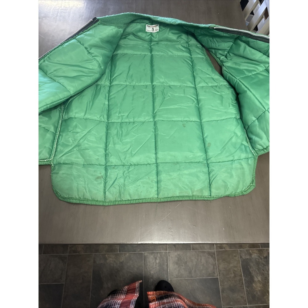 Vintage Zero Wear by Hyman Puffer Vest Men's Green  Full Zip Size L Heavy Zipper - Picture 5 of 9